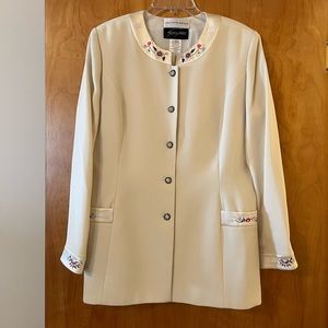 Sunny Choi Saks Fifth Avenue Blazer Jacket Embroidered Sequin Mandarin Collar 14